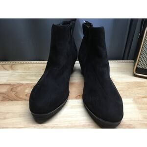 Aerosoles Brandi Women's 9.5 Black Wedge Heel Side Zip Round Toe Ankle Boots NWT